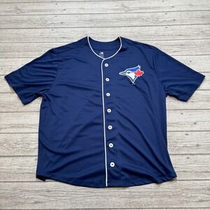 Toronto Blue Jays Jersey Men's XL Navy Blue Button Up MLB Baseball Sportswear